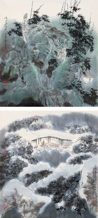 孙君良 庚午（1990年）作 四景山水 镜心
